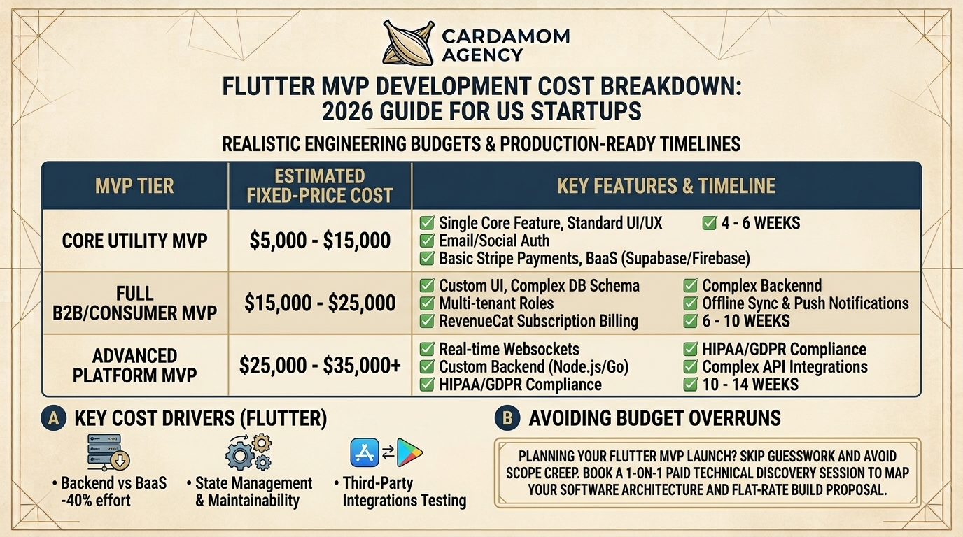 Flutter MVP Development Cost Breakdown for US Startups (2026 Guide)